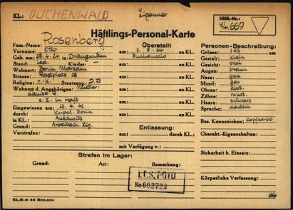 Häftlingspersonalkarte aus dem Konzentrationslager Buchenwald, Arolsen Archives Häftlingspersonalkarte aus dem Konzentrationslager Buchenwald, Arolsen Archives
