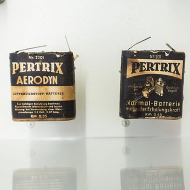 Batteries produced by Pertrix, a company part of the Quandt conglomerate. The use of forced labour by Quandt has been investigated by historians &copy; Dokumentationszentrum NS-Zwangsarbeit, photo: Volker Lauer