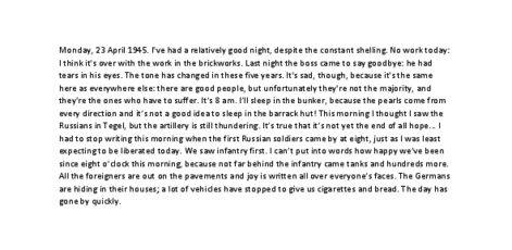 Excerpts from Jean-René and Hervé Vidal, Ein Spielball in den Wirren des Krieges. Tagebuch eines Kriegsgefangenen (“A Pawn in the Turmoil of War: Diary of a Prisoner of War”), page 92 Excerpts from Jean-René and Hervé Vidal, Ein Spielball in den Wirren des Krieges. Tagebuch eines Kriegsgefangenen (“A Pawn in the Turmoil of War: Diary of a Prisoner of War”), page 92