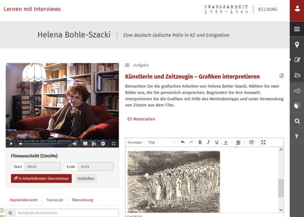 Screenshot der Anwendung &bdquo;Lernen mit Interviews&ldquo;. https://lernen-mit-interviews.de