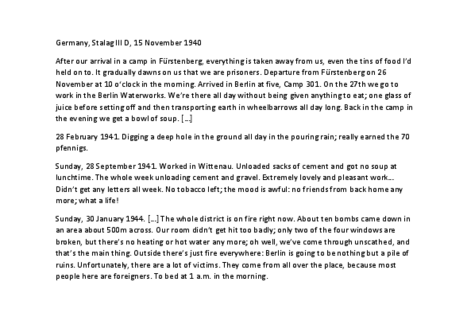 Excerpts from Jean-René and Hervé Vidal, Ein Spielball in den Wirren des Krieges. Tagebuch eines Kriegsgefangenen (“A Pawn in the Turmoil of War: Diary of a Prisoner of War”), pages 16, 22, 56-57 Excerpts from Jean-René and Hervé Vidal, Ein Spielball in den Wirren des Krieges. Tagebuch eines Kriegsgefangenen (“A Pawn in the Turmoil of War: Diary of a Prisoner of War”), pages 16, 22, 56-57